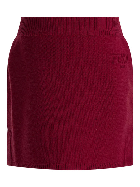  Fendi Kids Ribbed-waistband Skirt - Red 