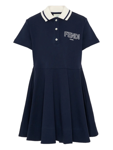  Fendi Kids Short-sleeves Collared Dress - Blue 