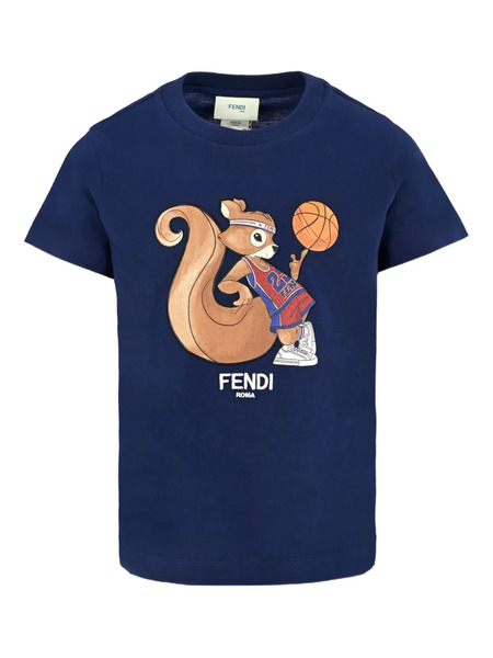  Fendi Kids Squirrel Basketball T-shirt - Blue 