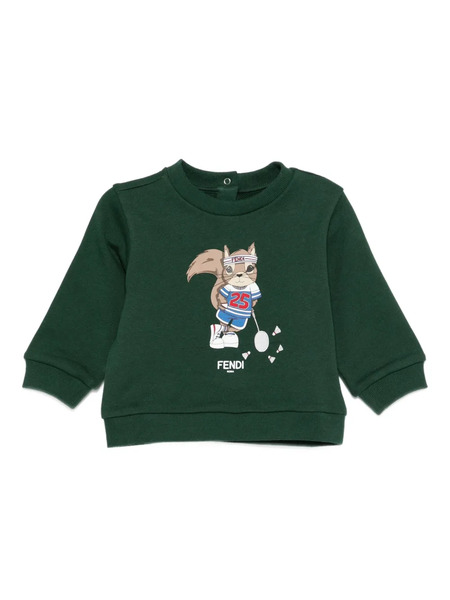  Fendi Kids Squirrel-print Cotton Sweatshirt - Green 