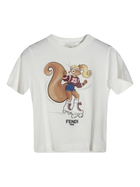  Fendi Kids Squirrel-print T-shirt - White 
