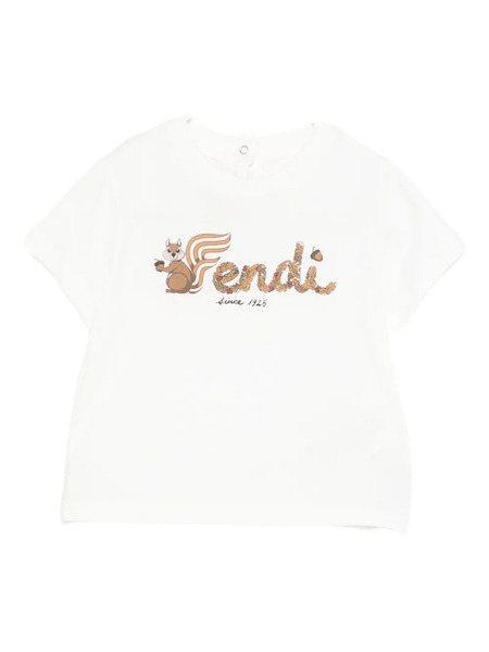  Fendi Kids Squirrel-print T-shirt - White 