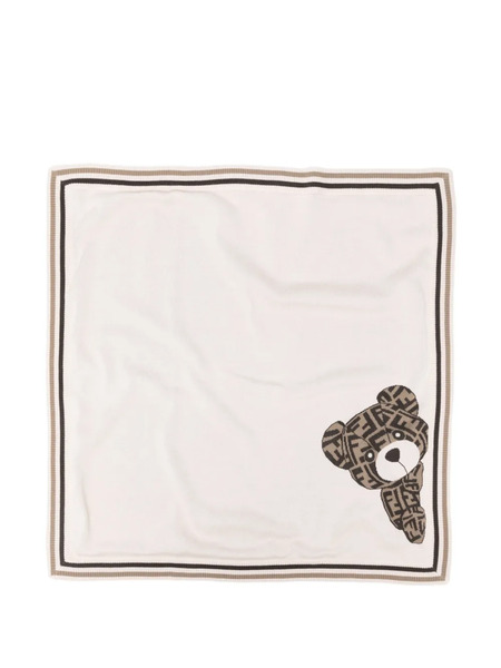  Fendi Kids Teddy-embellishment Blanket - Neutrals 