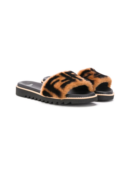  Fendi Kids Teen Ff Strap Sandals - Neutrals 