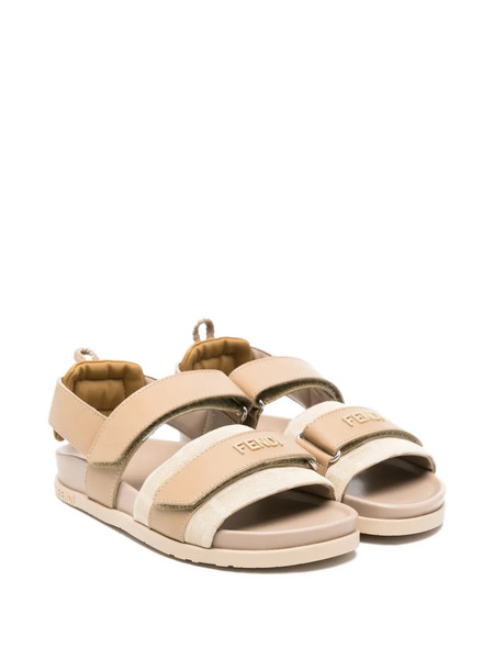  Fendi Kids Toutch-strap Leather Sandals - Neutrals 