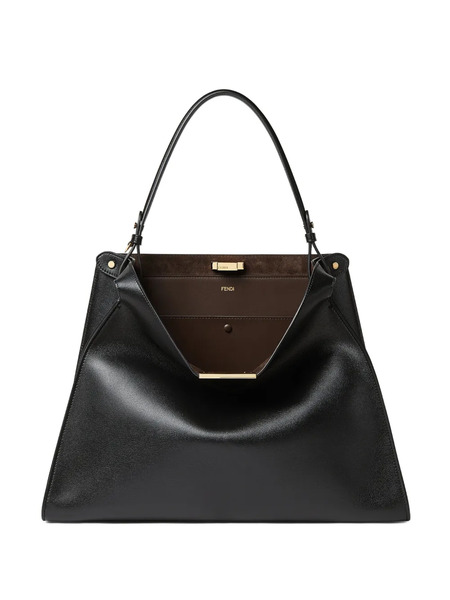  Fendi Large Way Stud Leather Tote Bag - Black 