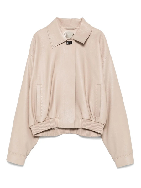  Fendi Leather Bomber Jacket - Neutrals 