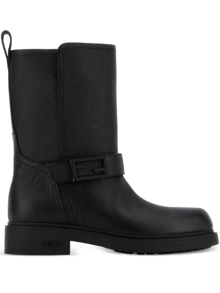  Fendi Leather Buckle Boots - Black 