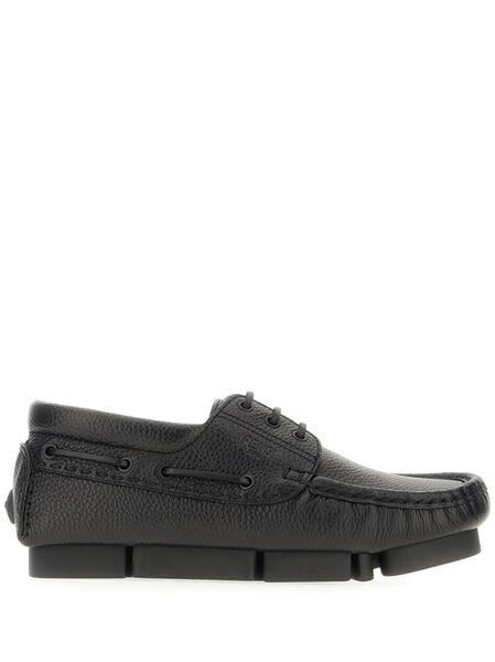  Fendi Leather Lace-up Loafers - Black 