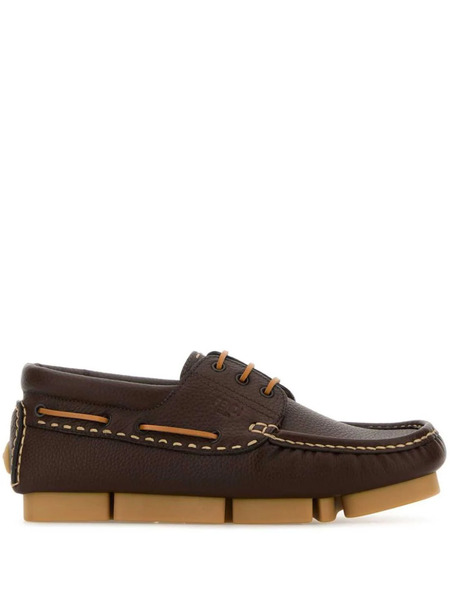  Fendi Leather Lace-up Loafers - Brown 