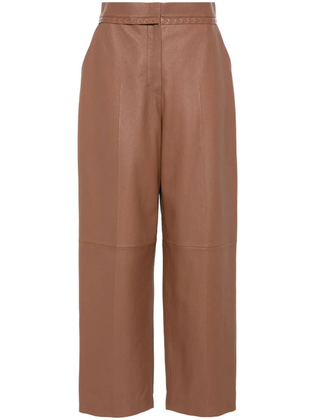  Fendi Leather Straight Trousers - Brown 