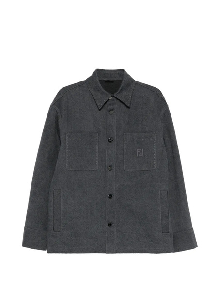 Fendi Logo-appliqué Shirt Jacket - Grey 