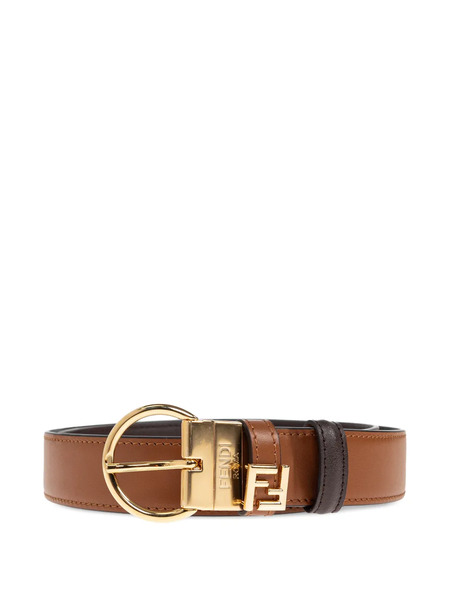  Fendi Logo Buckle Belt - Brown 