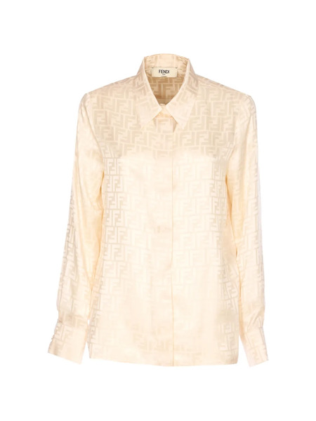  Fendi Logo Button Shirt - Neutrals 
