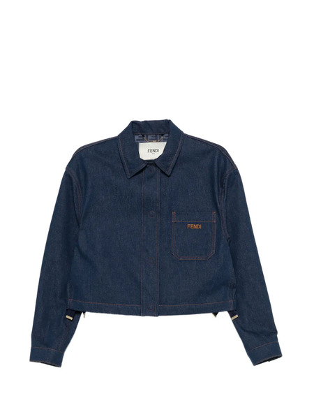  Fendi Logo-embroidered Denim Jacket - Blue 