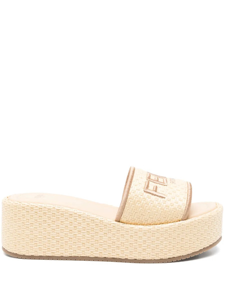  Fendi Logo-embroidered Sandals - F1dai Beige 