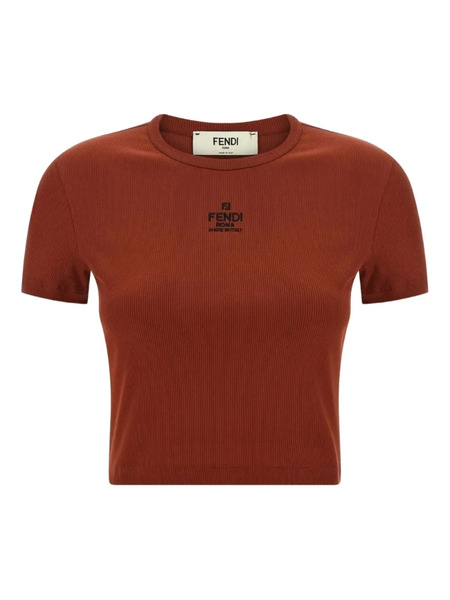 Fendi Logo-embroidered T-shirt - Brown 