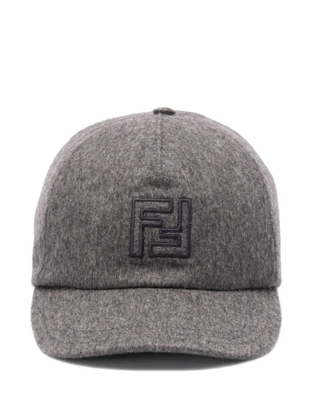  Fendi Logo-embroidered Wool Cap - Grey 