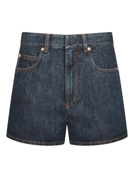  Fendi Logo-patch Denim Shorts - Blue 