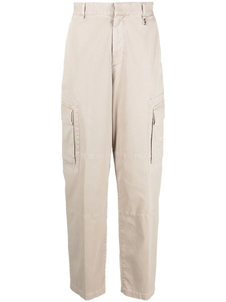  Fendi Logo-patch Wide-leg Trousers - Neutrals 