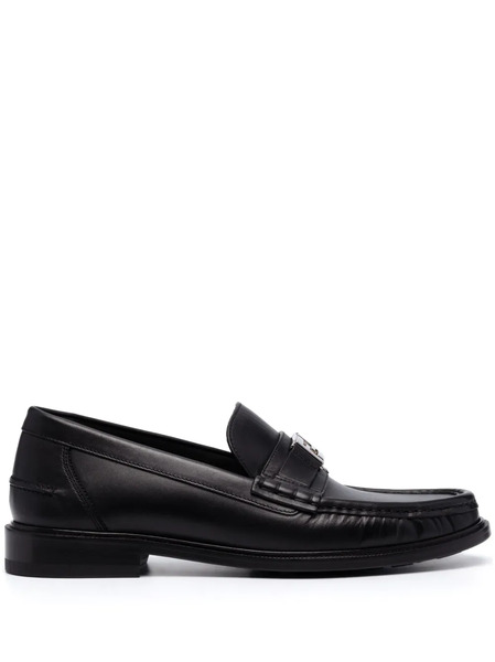  Fendi Logo-plaque Leather Loafers - Black 