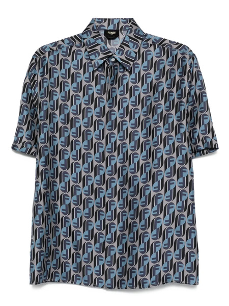  Fendi Logo-print Silk Shirt - Grey 