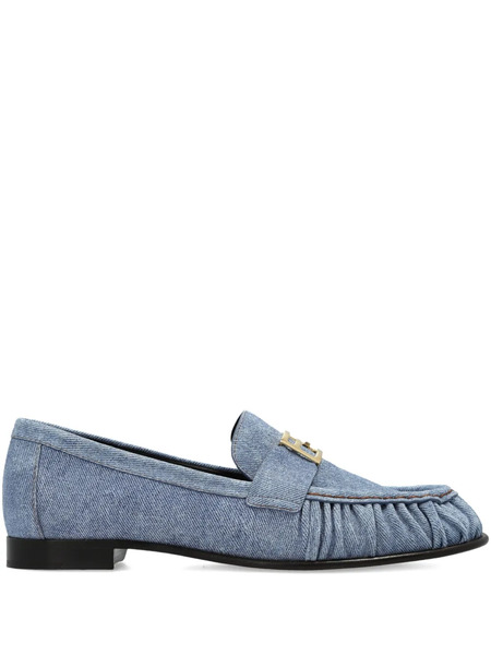  Fendi Logo Ruched-detail Loafers - Blue 