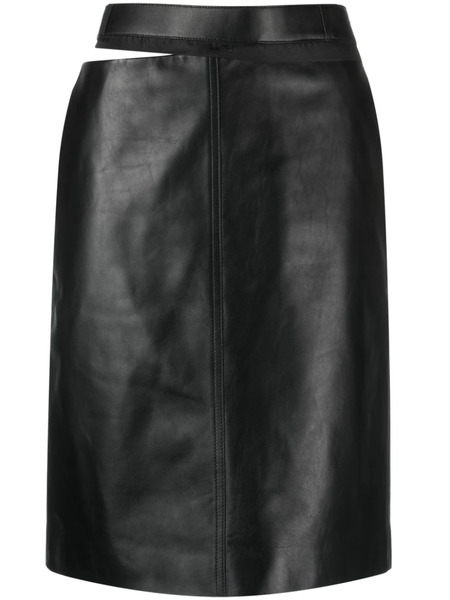  Fendi Logo-waistband Leather Skirt - Black 