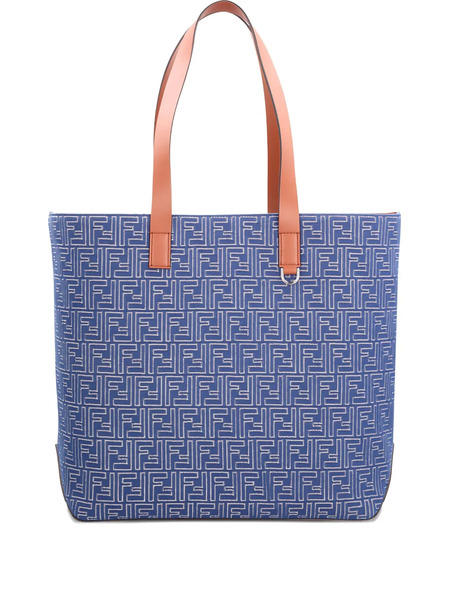  Fendi Medium Ff Jacquard Denim-effect Tote Bag - Blue 