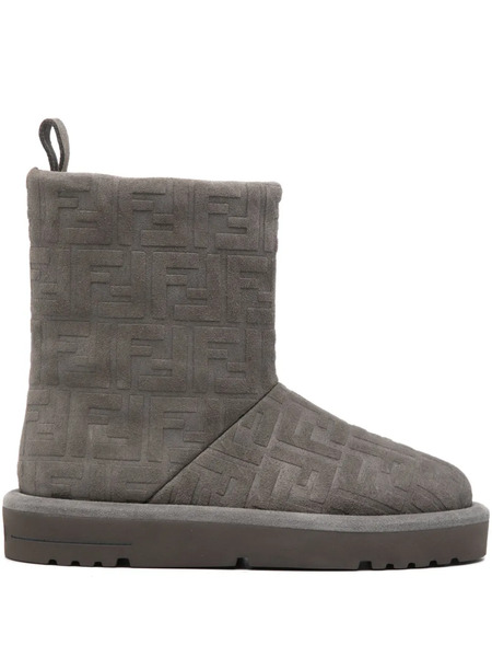  Fendi 25mm Apres Chic Embossed-ff Boots - Grey 