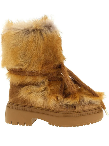  Fendi 55mm Apres Chic Fur Lace-up Boots - Brown 