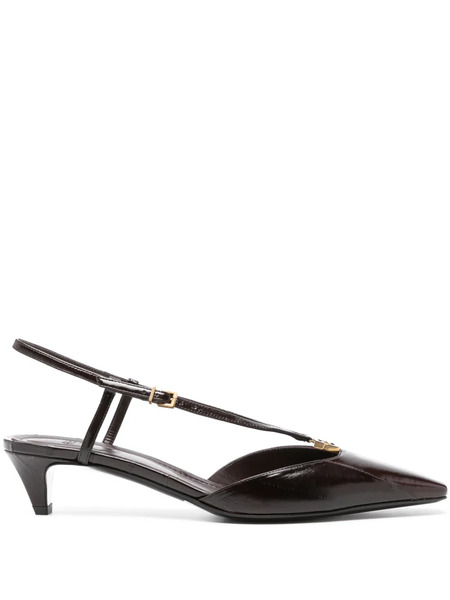  Fendi 40mm Ffold Slingback Pumps - Brown 