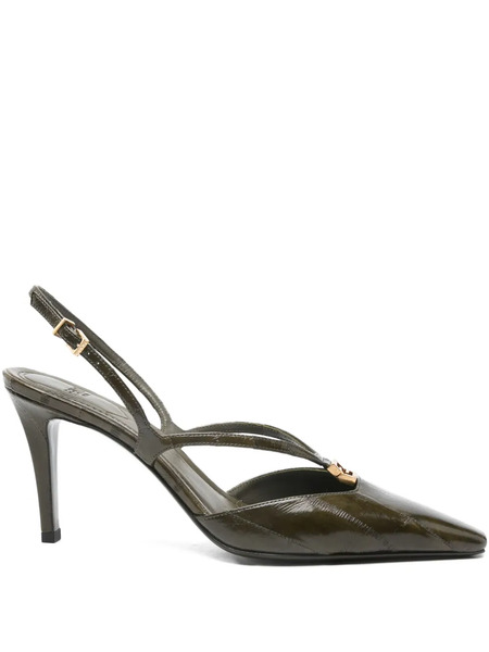  Fendi 85mm Ffold Slingback Pumps - Green 