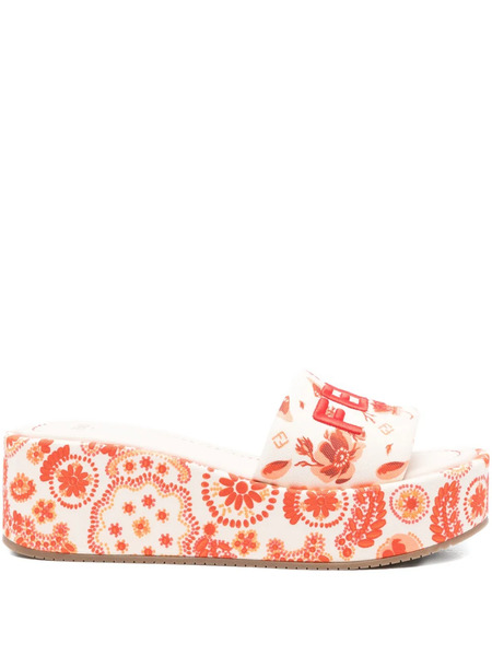  Fendi 55mm Sunshine Floral-print Sandals - Neutrals 
