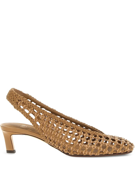  Fendi 46mm Woven Slingback Pumps - Brown 