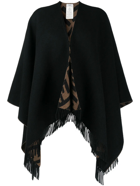  Fendi Monogram Pattern Cape - Black 