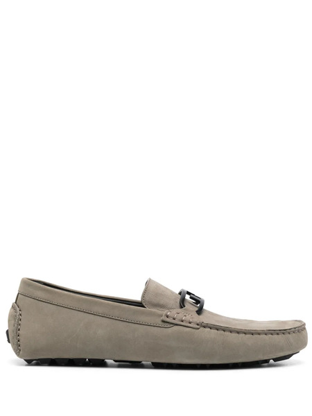  Fendi O-lock Logo-plaque Suede Loafers - Brown 