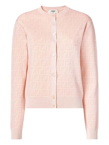  Fendi Patterned Buttoned Cardigan - Pink 