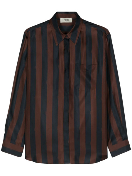  Fendi Pequin-stripe Silk Shirt - Blue 