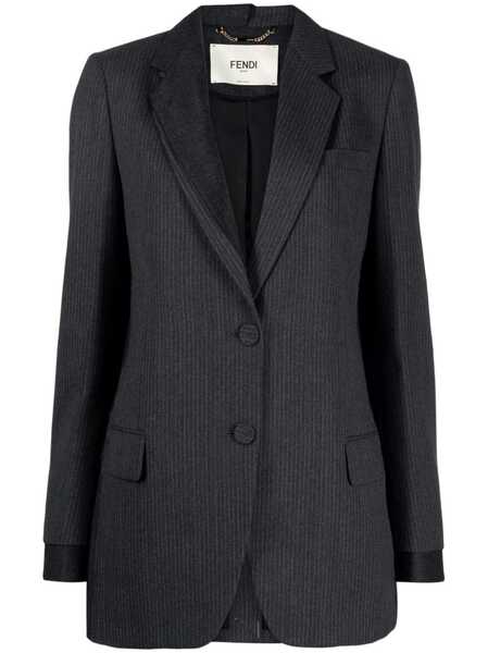  Fendi Pinstripe Wool Blazer - Grey 