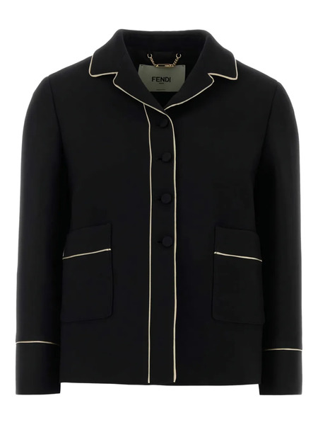  Fendi Piping-detail Front-pockets Blazer - Black 