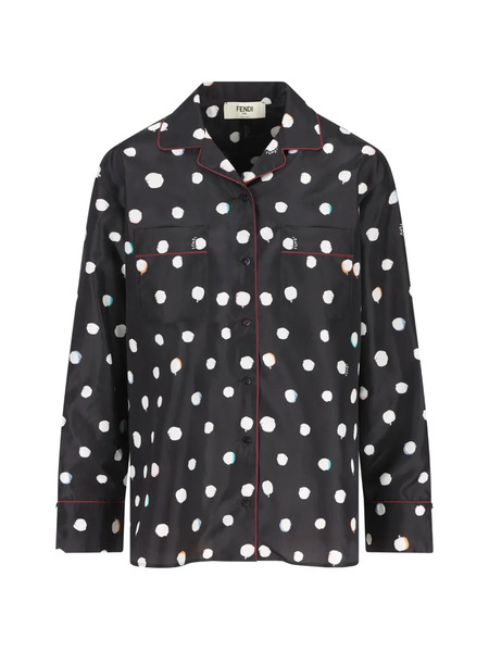  Fendi Polka-dot Piped Shirt - Black 