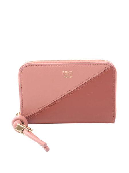 Fendi Pre-owned 2010-2025 Mini Leather Ff Diamond Zip Around Wallet Small Wallets - Pink 