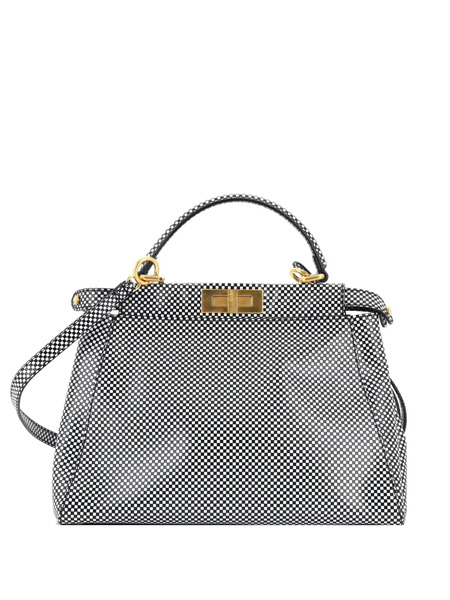  Fendi Pre-owned Peekaboo Bag Check Print Leather Regular Shoulder Bag - Multicolour 