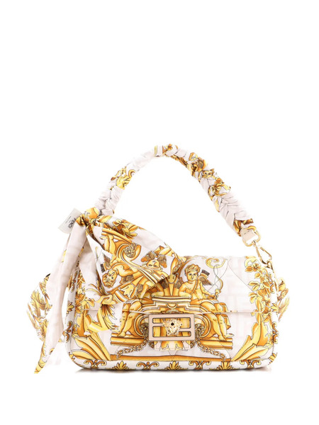  Fendi Pre-owned X Versace Fendace Baguette Nm Bag Quilted Printed Silk Medium Shoulder Bag - Neutrals 