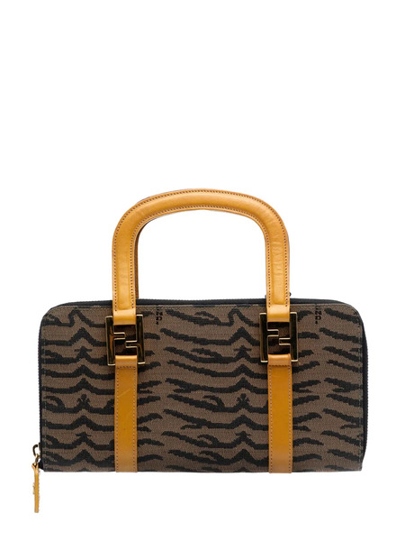  Fendi Pre-owned 2000-2010 Zebra Print Canvas Twins Handbag - Brown 