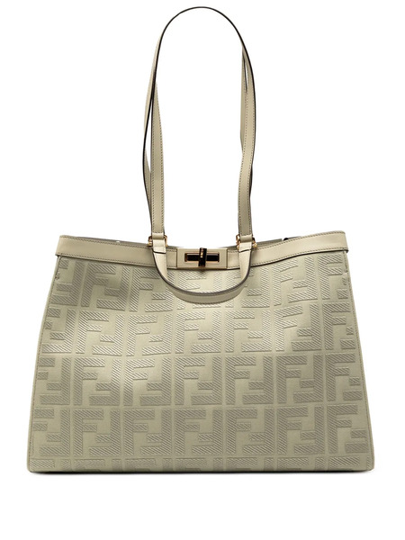  Fendi Pre-owned 2010-2025 Zucca Embroidered Canvas Peekaboo X Tote Satchel - Green 