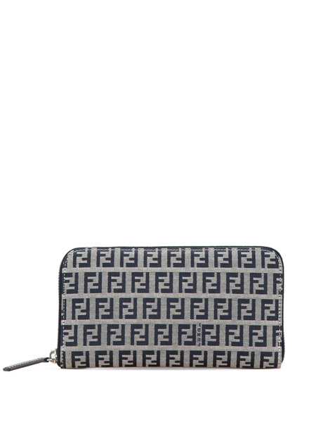  Fendi Pre-owned 2000-2010 Zucchino Canvas Zip Around Wallet Long Wallets - Blue 