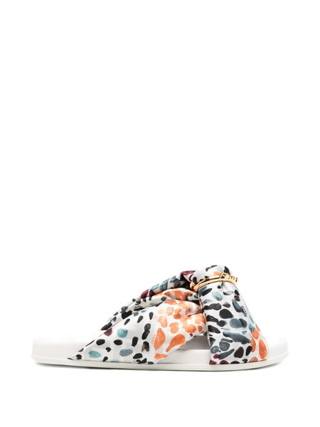  Fendi Printed Silk Sandals - White 
