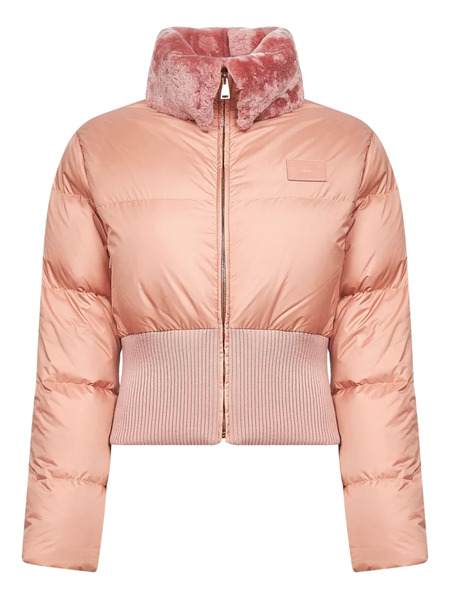  Fendi Quilted Shearling-collar Jacket - Pink 